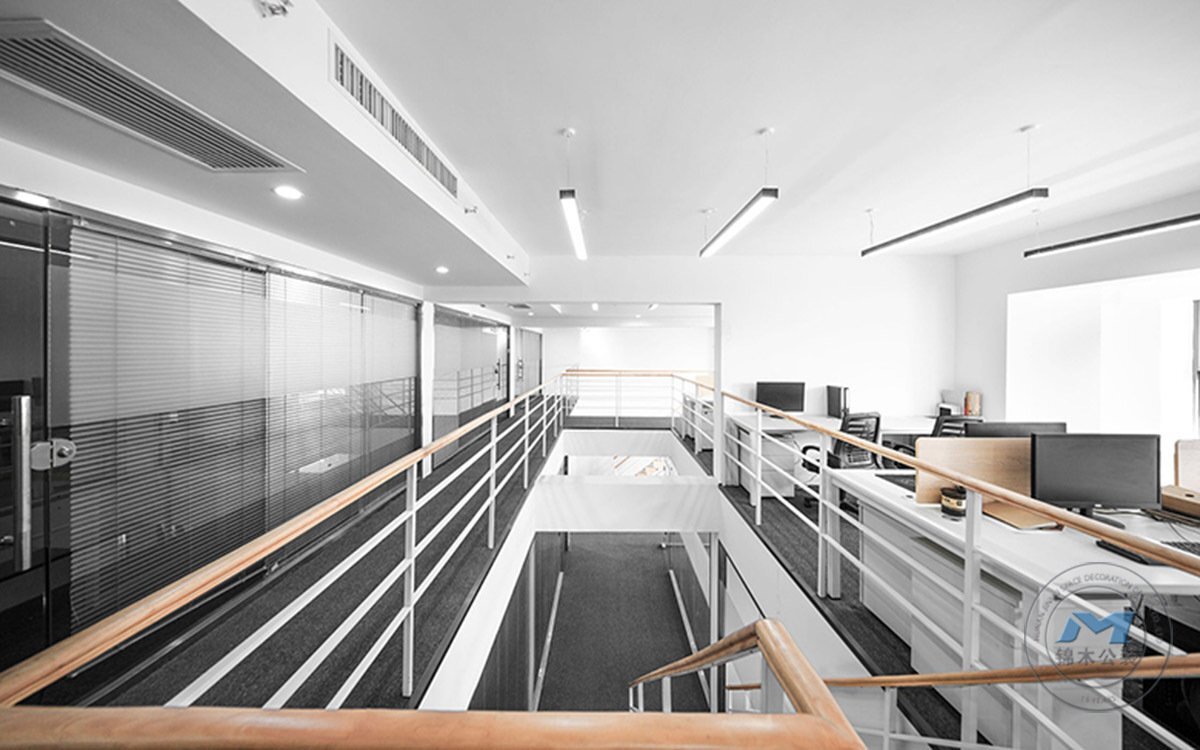 知名企業(yè)復(fù)式辦公室裝修設(shè)計效果圖過道