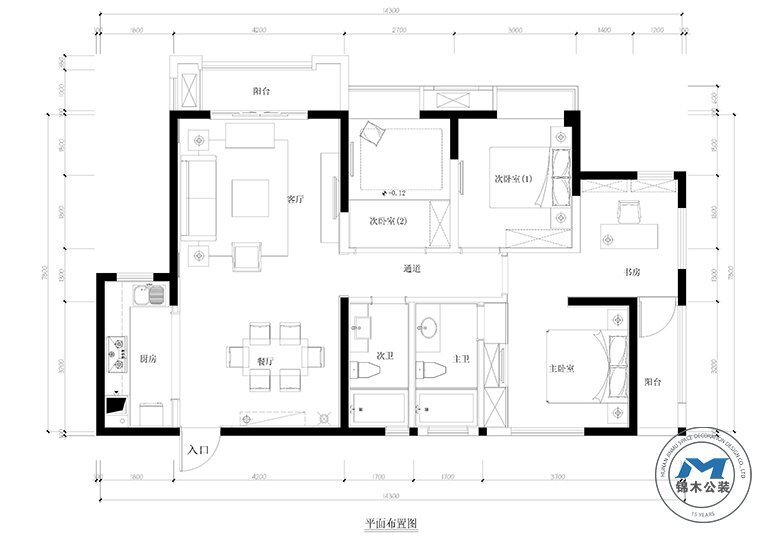 簡約風(fēng)樣板房裝修設(shè)計效果B戶型平面圖