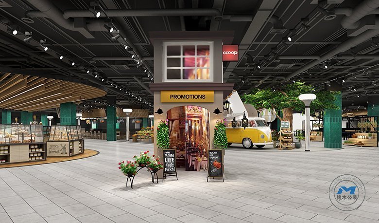 美食集市餐廳裝修設(shè)計面包區(qū)效果圖