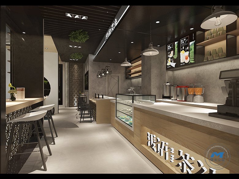 茶飲餐飲空間裝修設(shè)計(jì)收銀臺(tái)效果圖
