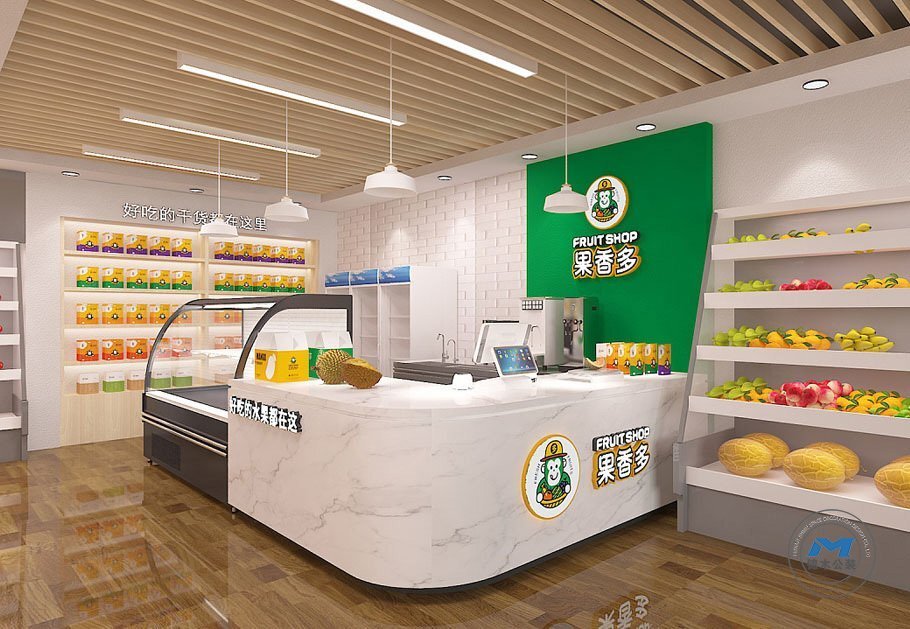 社區(qū)水果零售店小店裝修設(shè)計(jì)收銀區(qū)