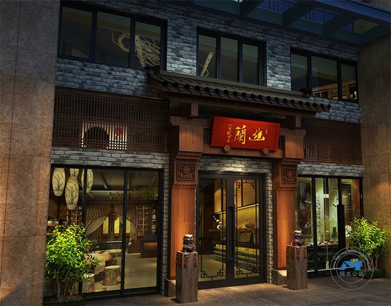 中式傳統(tǒng)茶館裝修設(shè)計(jì)效果門(mén)牌