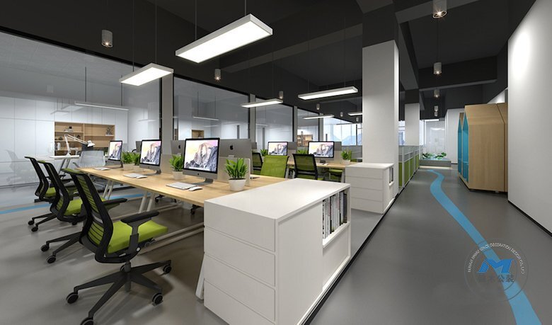 材料企業(yè)辦公展廳裝修設(shè)計(jì)效果開放辦公區(qū)
