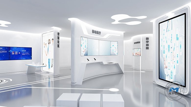 科技風企業(yè)展廳裝修設(shè)計效果大廳動線