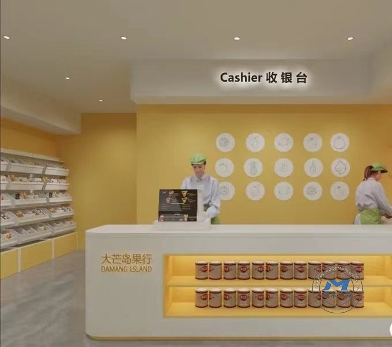 現(xiàn)代水果零食連鎖店裝修設計效果收銀臺