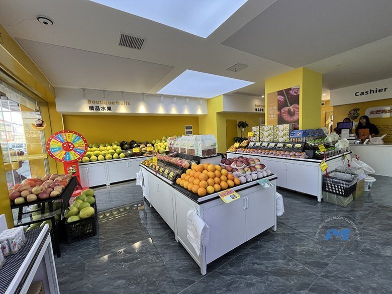 現(xiàn)代水果零食連鎖店裝修設計效果店內(nèi)實景動線